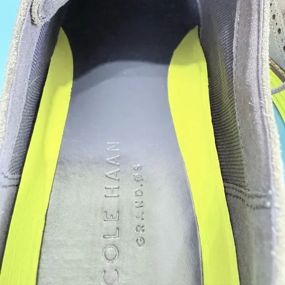 Cole Haan Grand.OS gray Suede Wingtips Yellow Sole Shoes Men's 9 1/2 M - Picture 12 of 17